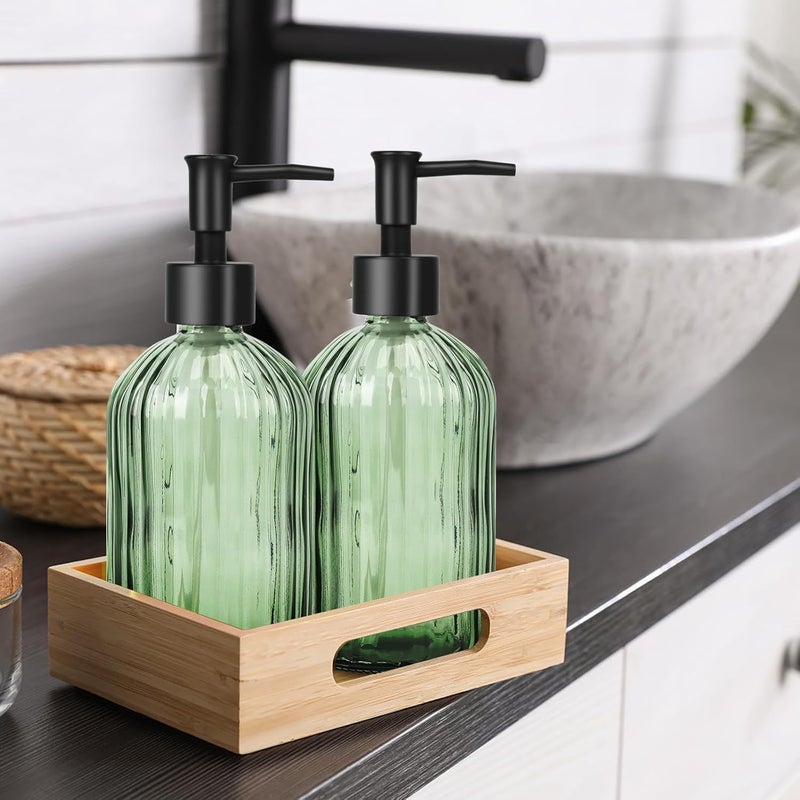 Ulable Glass Soap Dispenser with Plastic Pump, Hand Soap Dispenser for Hand Wash, Lotion Dispenser for Dishwashing Liquid, Lotion Shower Gel (Green) - Image 5